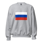 Unisex black sweatshirt featuring Russian flag design printed across the front chest