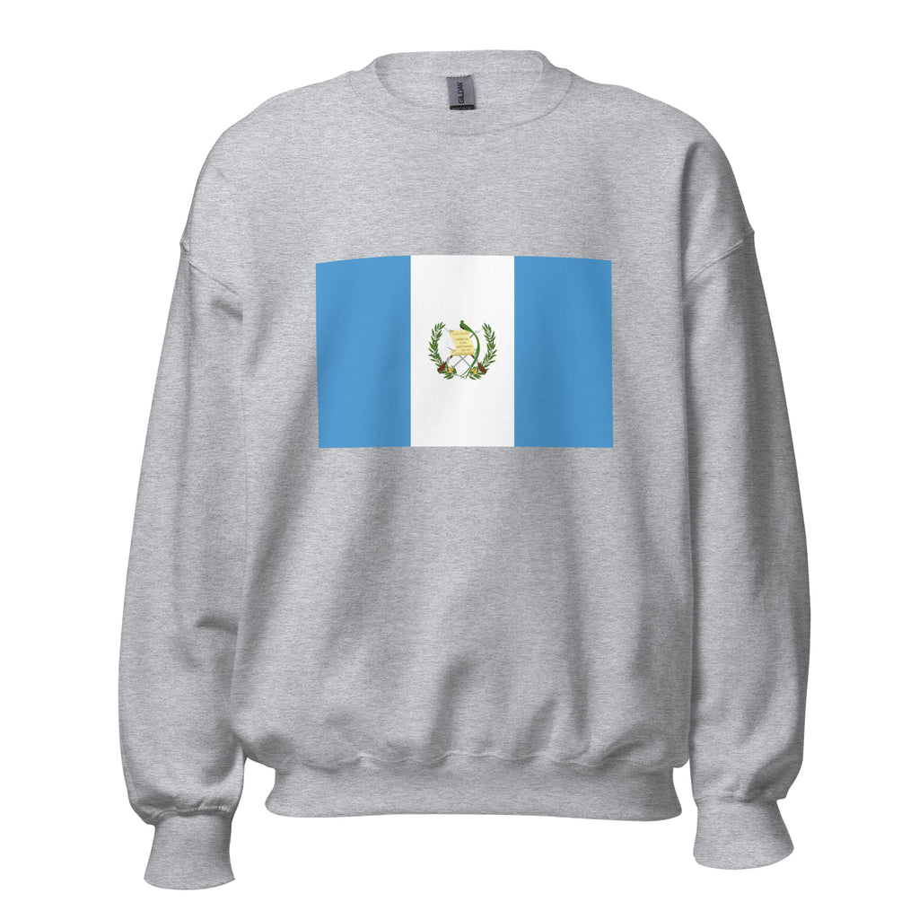 Unisex black sweatshirt featuring Guatemalan flag design printed across the front chest
