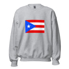 Unisex black sweatshirt featuring Puerto Rican flag design printed across the front chest