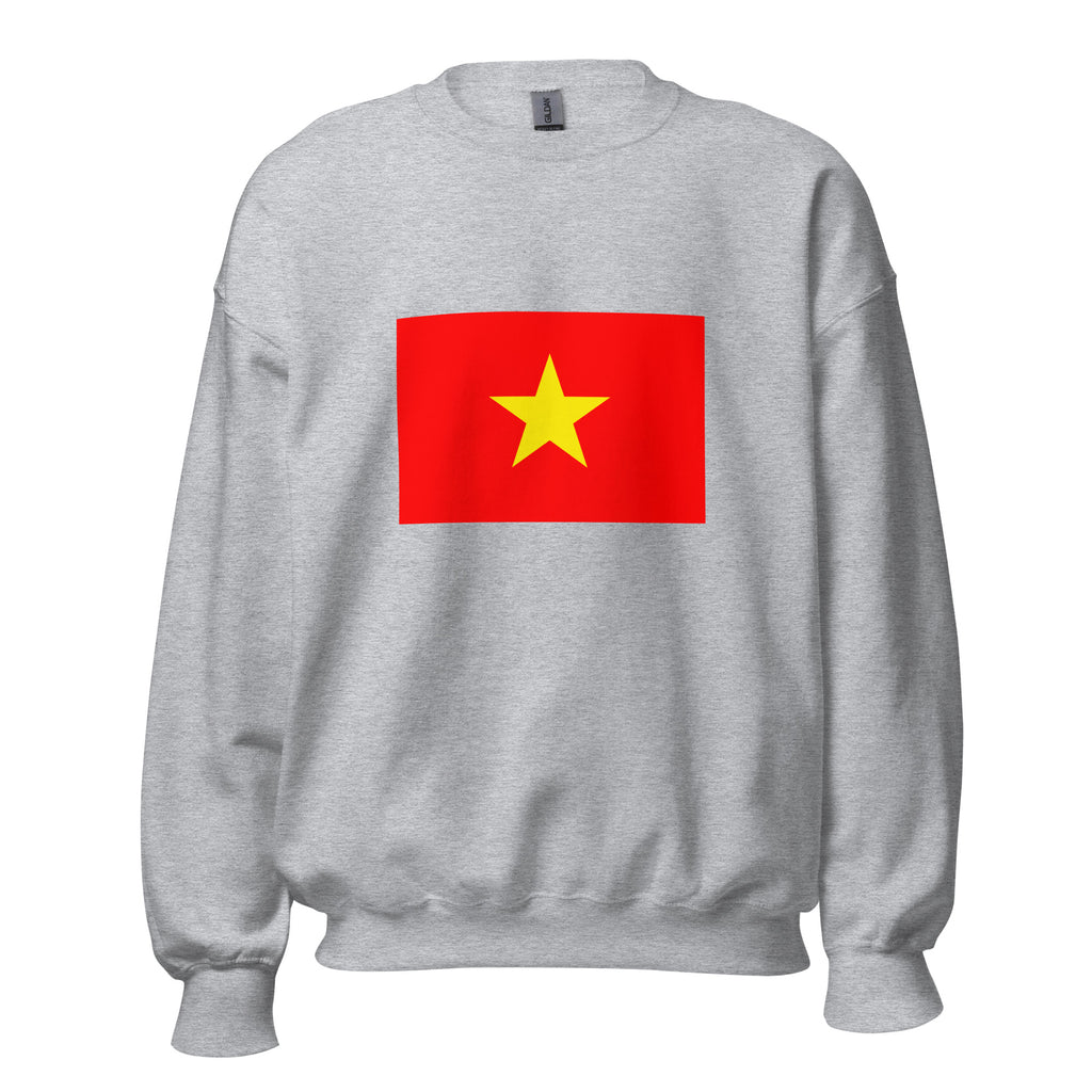 Unisex black sweatshirt featuring Vietnamese flag design printed across the front chest