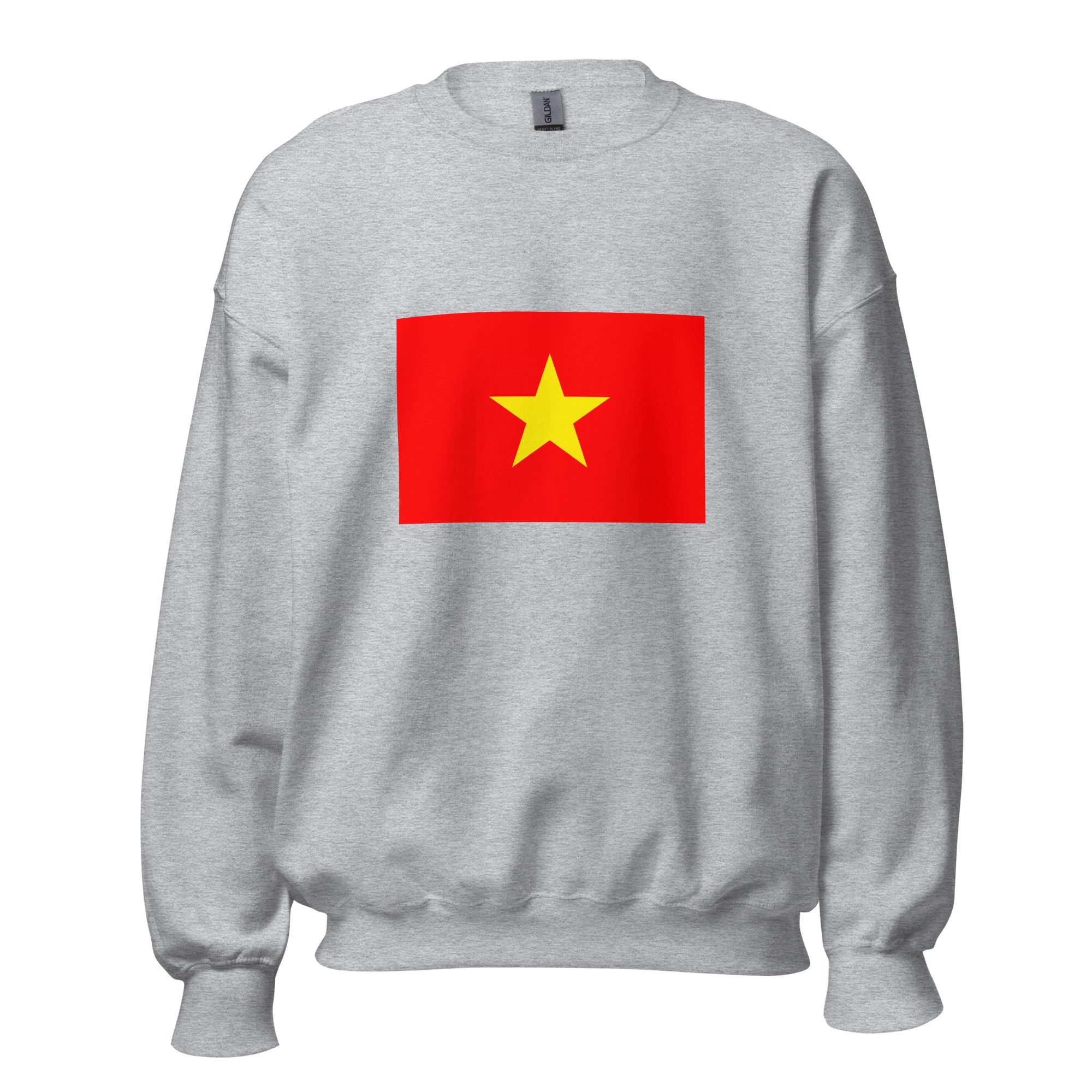 Unisex black sweatshirt featuring Vietnamese flag design printed across the front chest