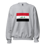 Unisex black sweatshirt featuring Iraqi flag design printed across the front chest