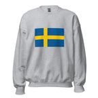 Unisex black sweatshirt featuring Swedish flag design printed across the front chest