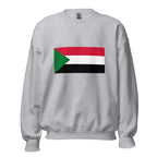 Unisex black sweatshirt featuring Sudanese flag design printed across the front chest