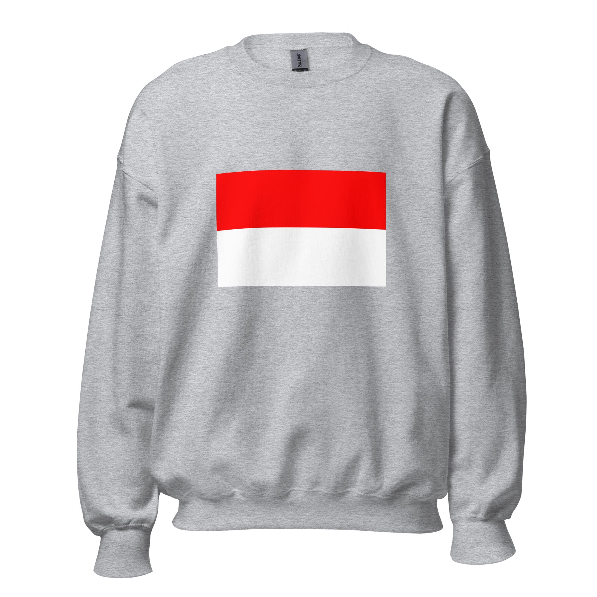 Unisex black sweatshirt featuring Indonesian flag design printed across the front chest