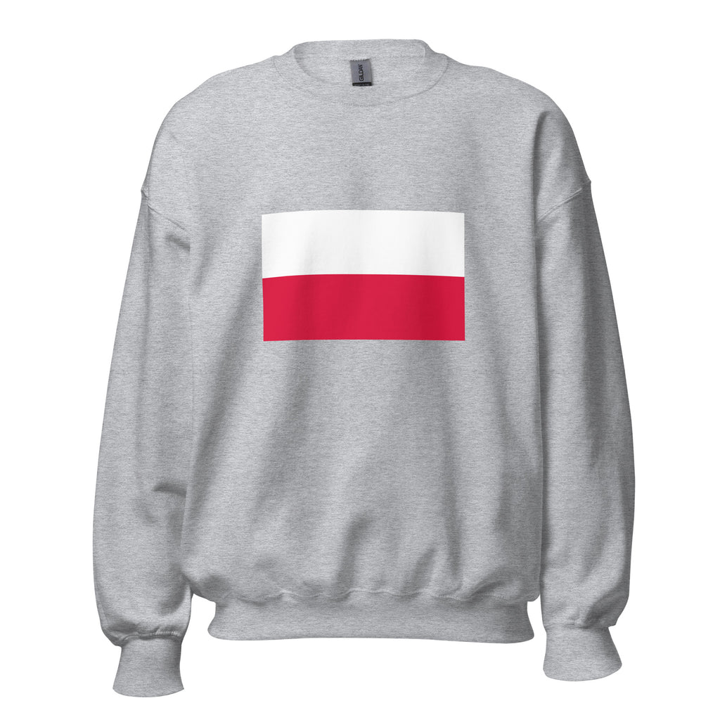Unisex white sweatshirt featuring Polish flag design printed across the front chest