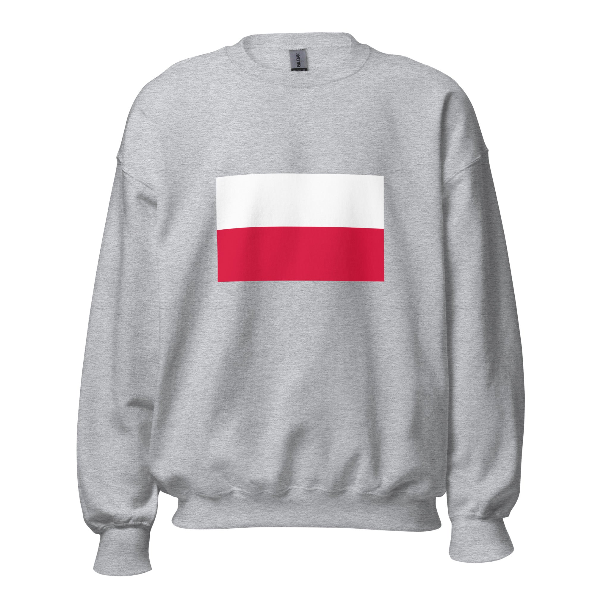 Unisex white sweatshirt featuring Polish flag design printed across the front chest
