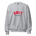 Unisex heather gray sweatshirt featuring RMIT University logo printed across the front chest