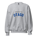Unisex black sweatshirt featuring University of Otago logo printed across the front chest