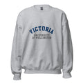 Unisex heather gray sweatshirt featuring Victoria University of Wellington logo printed across the front chest