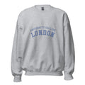 Unisex heather gray sweatshirt featuring University College London logo printed across the front chest