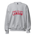Unisex black sweatshirt featuring King's College London logo printed across the front chest