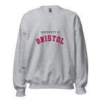 Unisex black sweatshirt featuring University of Bristol logo printed across the front chest