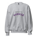 Unisex heather gray sweatshirt featuring University of Warwick logo printed across the front chest