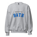Unisex heather gray sweatshirt featuring University of Bath logo printed across the front chest