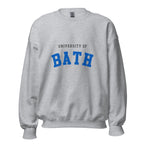 Unisex heather gray sweatshirt featuring University of Bath logo printed across the front chest