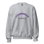 Unisex heather gray sweatshirt featuring Loughborough University logo printed across the front chest