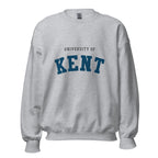 Unisex heather gray sweatshirt featuring University of Kent logo printed across the front chest