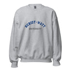 Unisex heather gray sweatshirt featuring Heriot-Watt University logo printed across the front chest