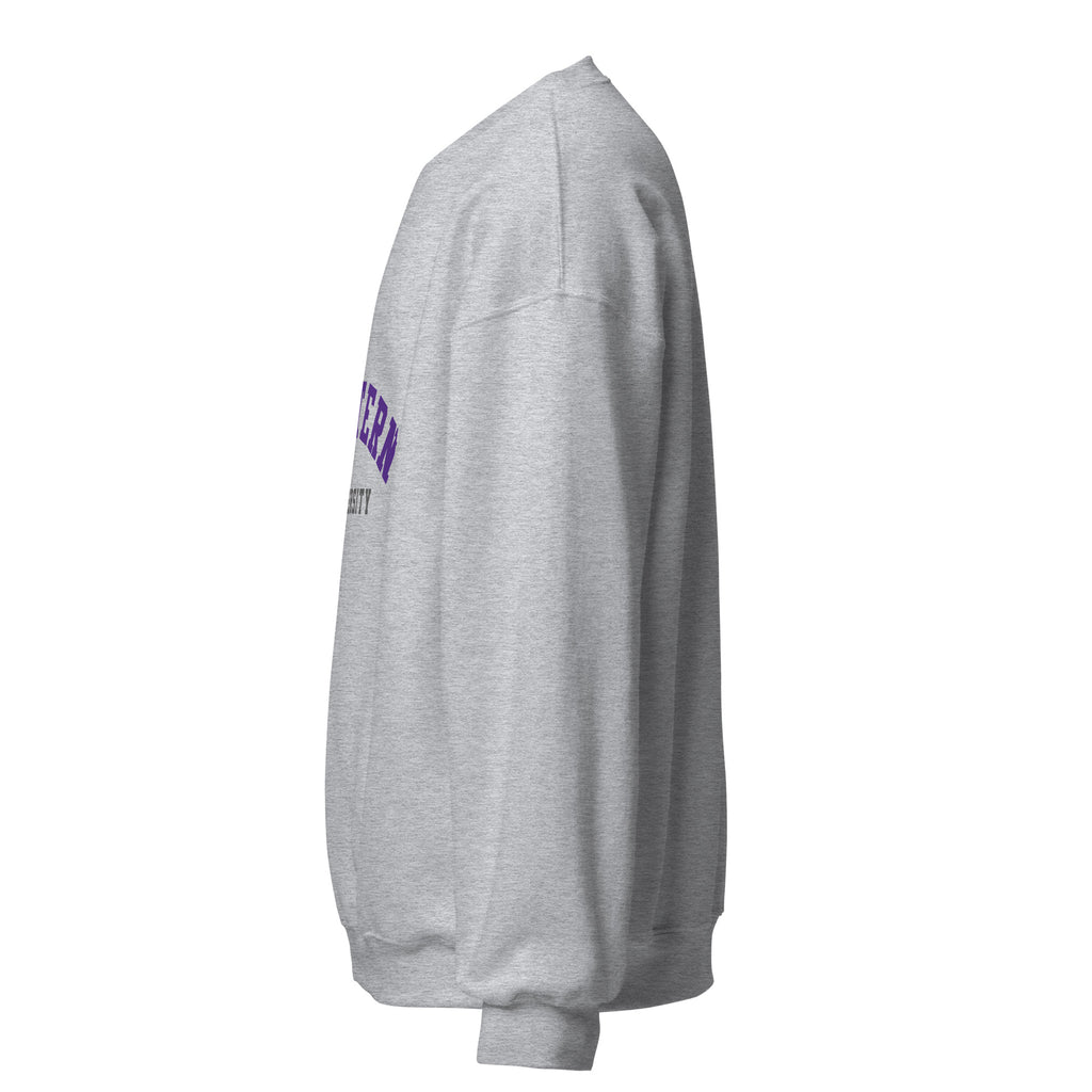 Unisex sweatshirt featuring Western University name and branding in purple and white