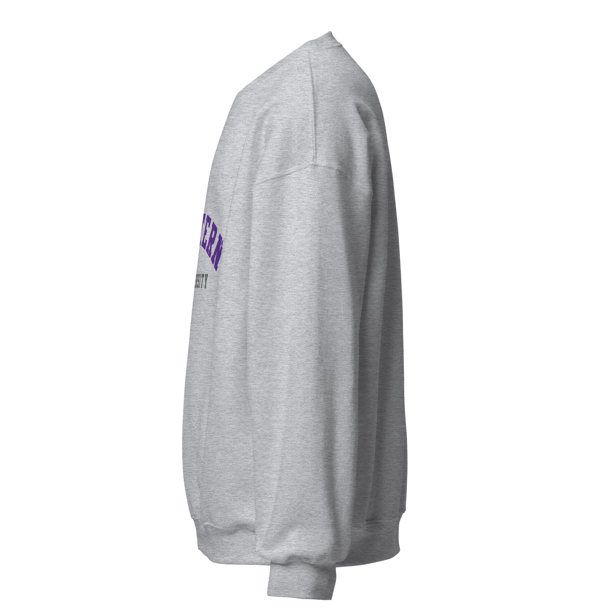 Unisex sweatshirt featuring Western University name and branding in purple and white