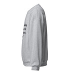 Unisex white sweatshirt with Genesis 1:1 Bible verse printed in black text on front