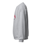 Unisex white sweatshirt featuring Macquarie University logo printed across the front chest