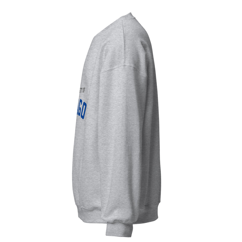 Unisex white sweatshirt featuring University of Otago logo printed across the front chest