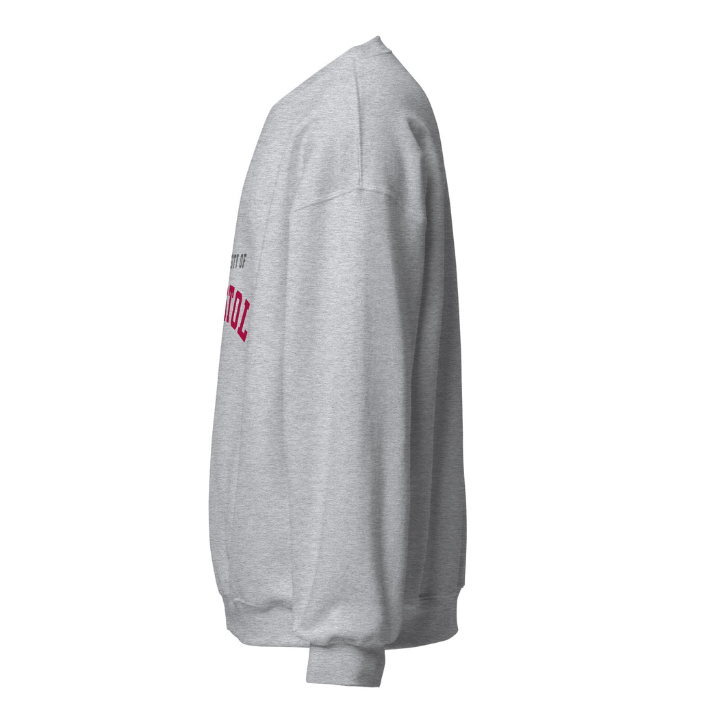 Unisex white sweatshirt featuring University of Bristol logo printed across the front chest