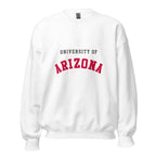 Unisex sweatshirt featuring University of Arizona name and branding in cardinal and navy