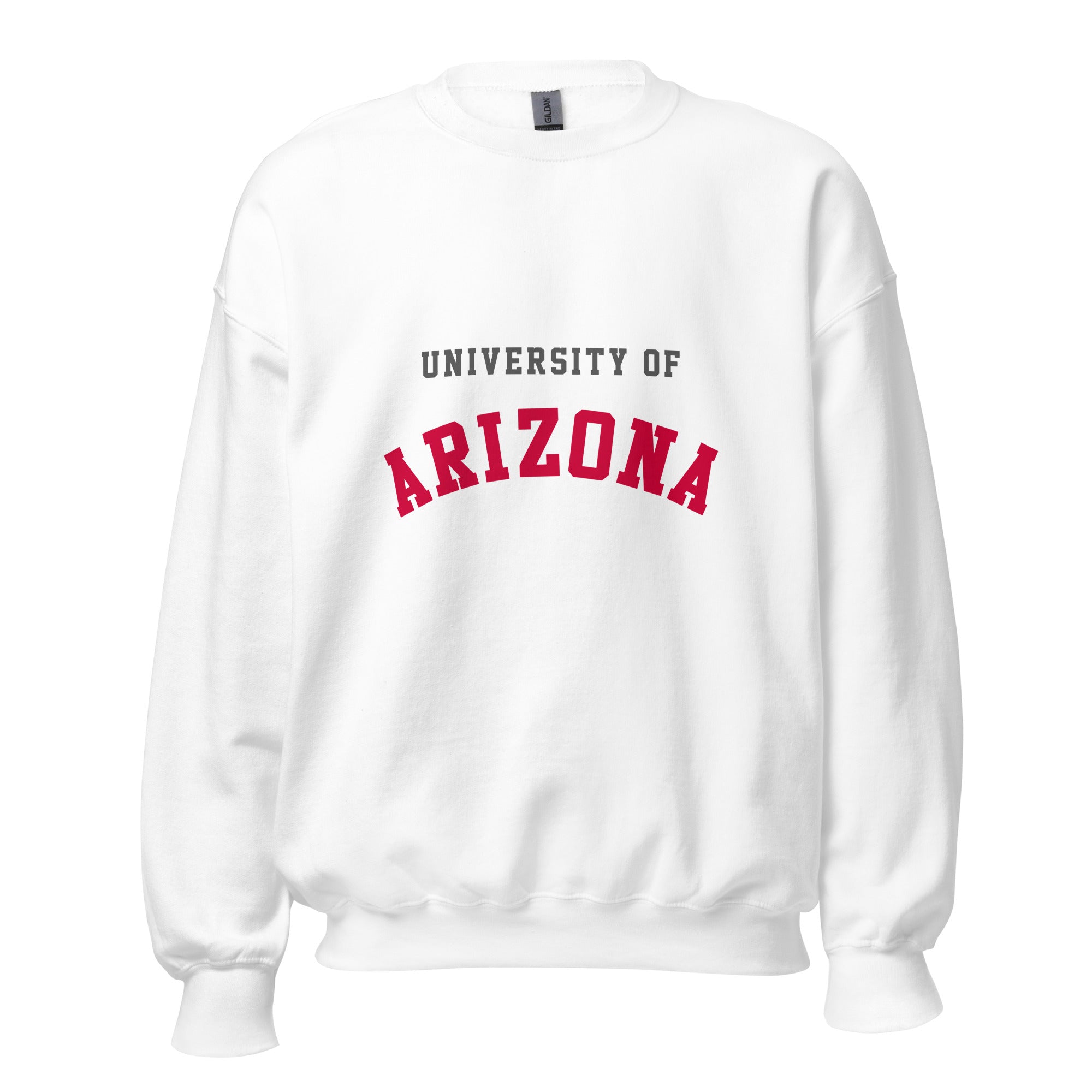 Unisex sweatshirt featuring University of Arizona name and branding in cardinal and navy