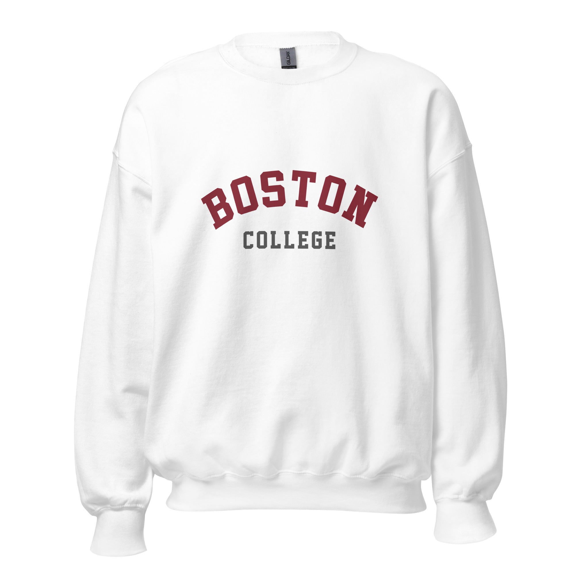 Unisex sweatshirt featuring Boston College name and branding in maroon and gold