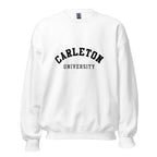 Unisex sweatshirt featuring Carleton University name and branding in red and gold