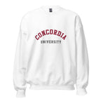 Unisex sweatshirt featuring Concordia University name and branding in burgundy and gold