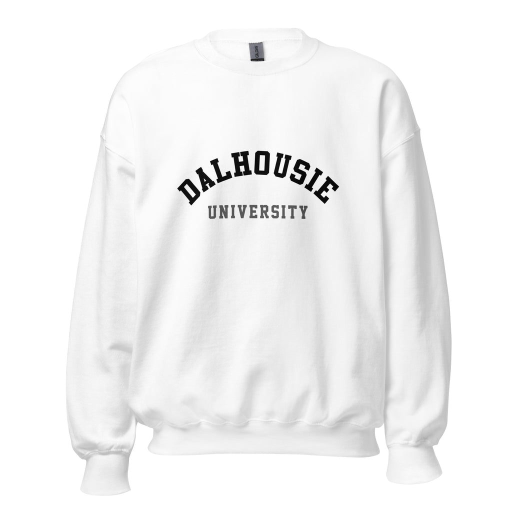 Unisex sweatshirt featuring Dalhousie University name and branding in black and gold