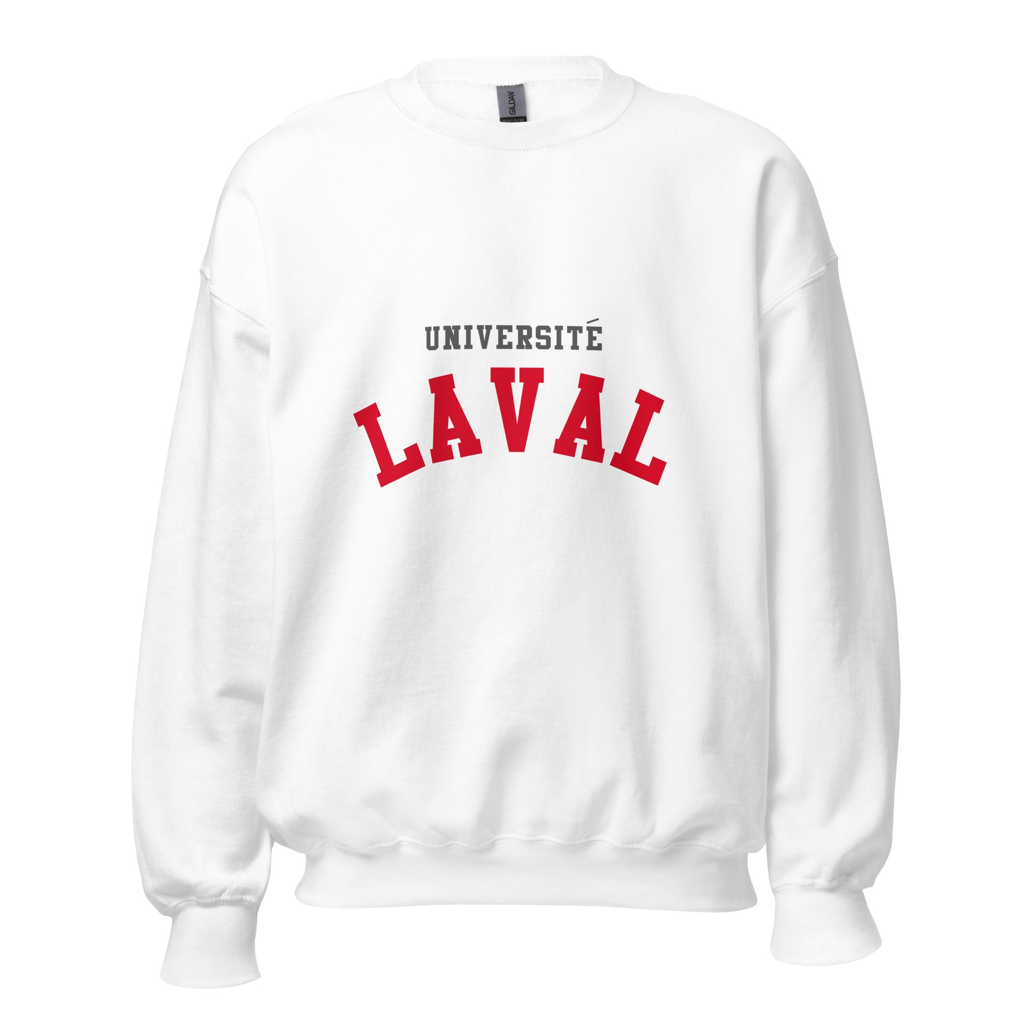 Unisex sweatshirt featuring Université Laval name and branding in red and gold