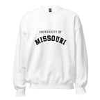 Unisex sweatshirt featuring University of Missouri name and branding in black and gold