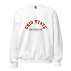 Unisex sweatshirt featuring Ohio State University name and branding in scarlet and grey