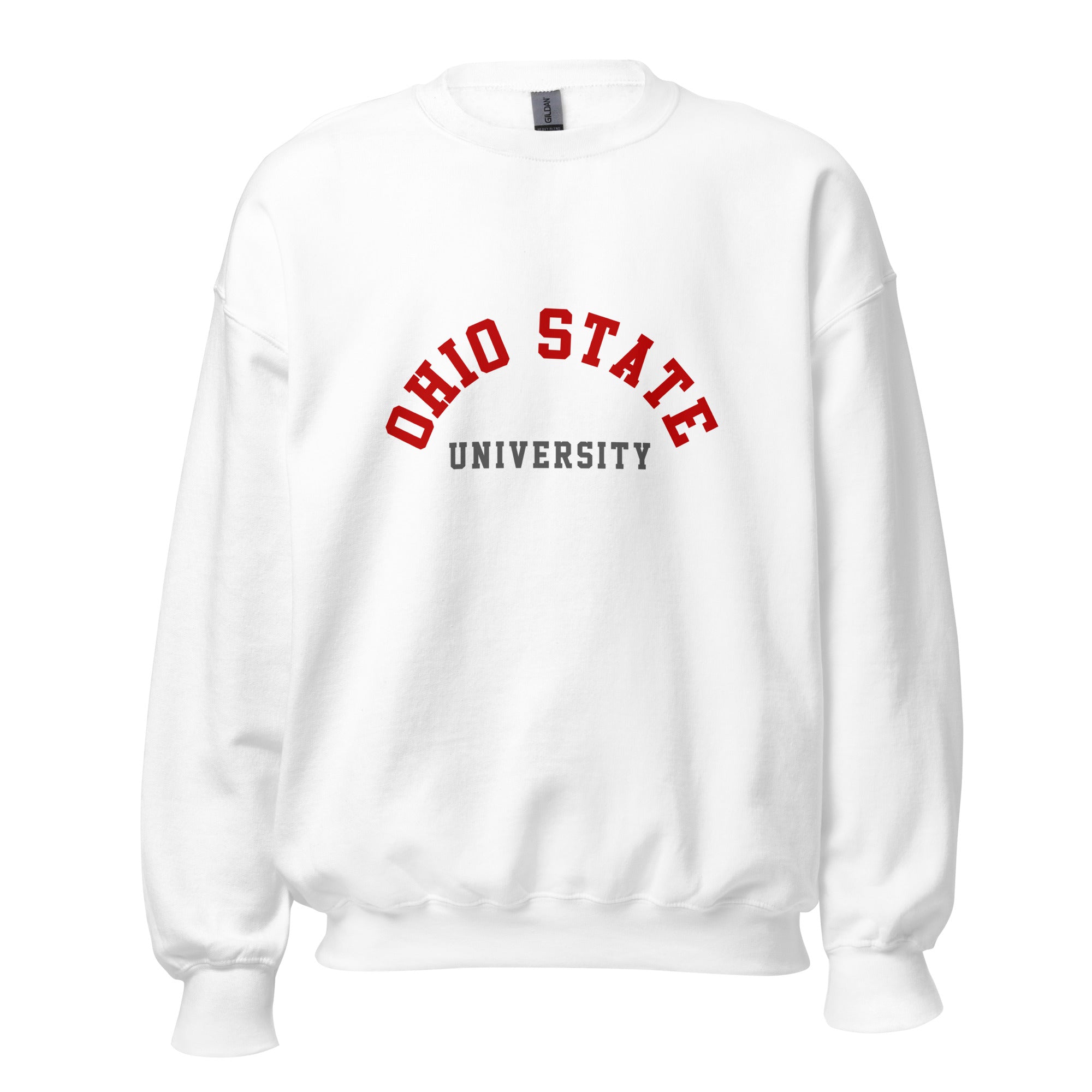 Unisex sweatshirt featuring Ohio State University name and branding in scarlet and grey