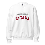 Unisex sweatshirt featuring University of Ottawa name and branding in garnet and grey