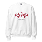 Unisex sweatshirt featuring San Diego State University name and branding in scarlet and black