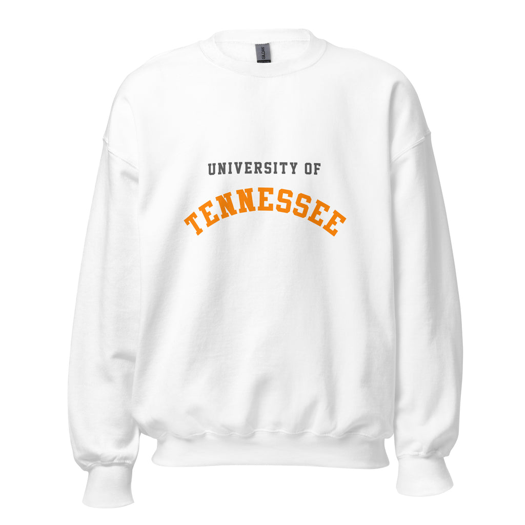 Unisex sweatshirt featuring University of Tennessee name and branding in orange and white