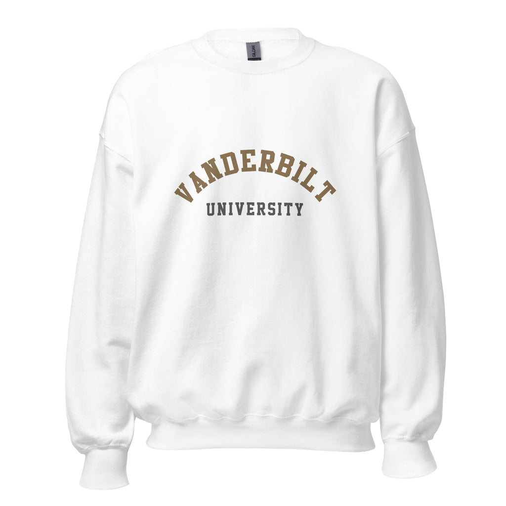 Unisex sweatshirt featuring Vanderbilt University name and branding in black and gold