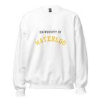 Unisex sweatshirt featuring University of Waterloo name and branding in black and gold