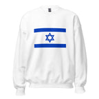Unisex navy blue sweatshirt featuring Israeli flag design printed across the front chest