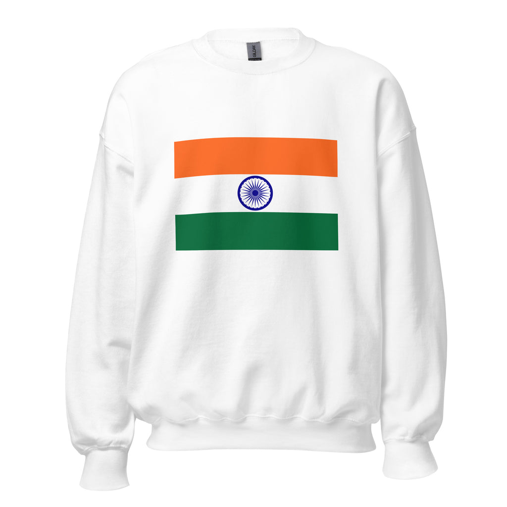 Unisex navy blue sweatshirt featuring Indian flag design printed across the front chest