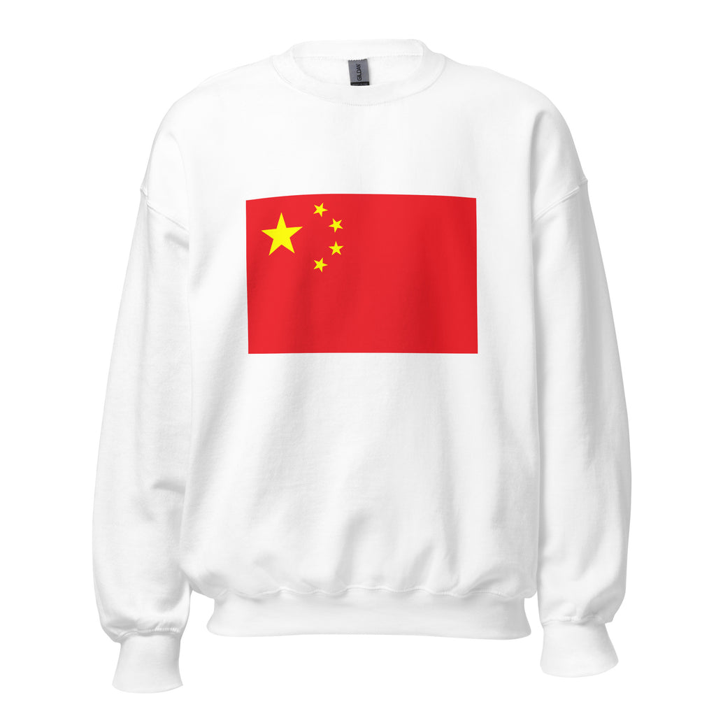 Unisex navy blue sweatshirt featuring Chinese flag design printed across the front chest