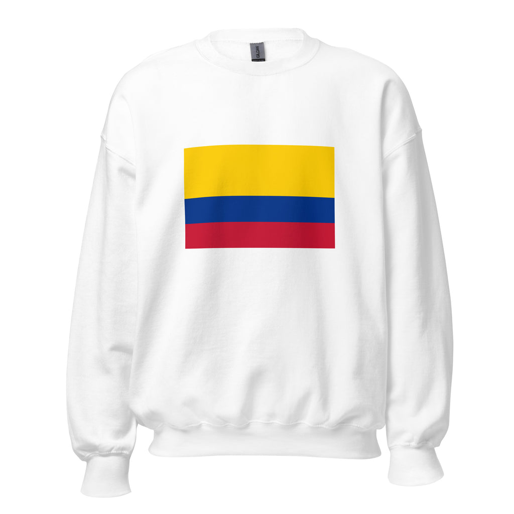 Unisex navy blue sweatshirt featuring Colombian flag design printed across the front chest