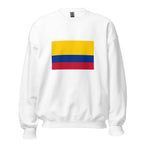 Unisex navy blue sweatshirt featuring Colombian flag design printed across the front chest