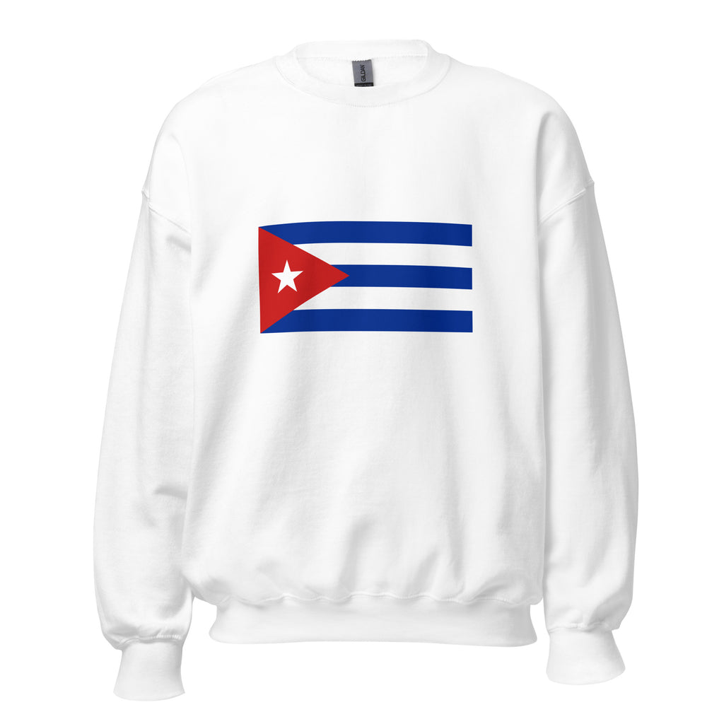 Unisex navy blue sweatshirt featuring Cuban flag design printed across the front chest